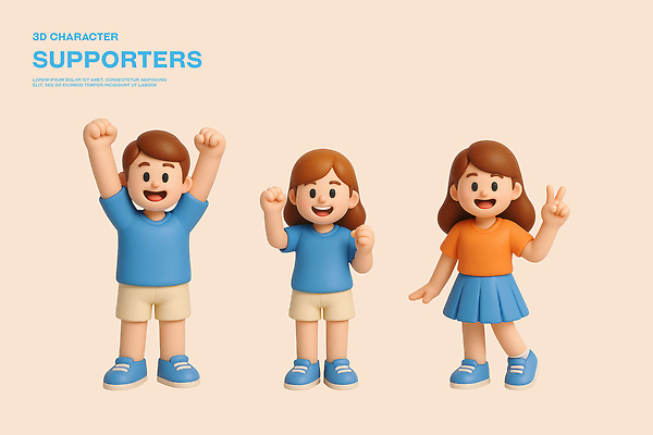 전신 PSD 편집이미지 캐릭터 여자 남자 하늘색 미소 웃음 성인 세명 3D 손들기 파이팅 주먹 기쁨 만세 즐거움 브이 응원단 서포터즈 활기 성인만 편집3D 감정 컨셉 응원 모션 표정 사람 손짓 파란색 디지털합성 파일형식