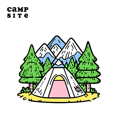 나무 여행 일러스트 자연 산 텐트 사람없음 숲속 캠핑장 국내일러스트 AI파일 식물 캠핑도구 캠핑 숲 생태계 파일형식 벡터