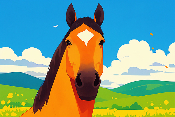 JPG 구름 꽃 얼굴 일러스트 자연 하늘 산 초원 사람없음 말_동물 언덕 국내일러스트 AI일러스트 AI콘텐츠 자연요소 식물 포유류 신체부위 생태계 파일형식