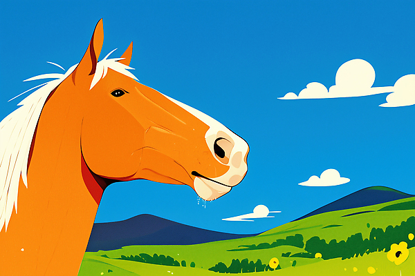 JPG 구름 꽃 얼굴 일러스트 자연 하늘 산 초원 사람없음 말_동물 언덕 국내일러스트 AI일러스트 AI콘텐츠 자연요소 식물 포유류 신체부위 생태계 파일형식