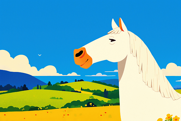 JPG 구름 얼굴 일러스트 자연 하늘 산 초원 사람없음 말_동물 언덕 국내일러스트 AI일러스트 AI콘텐츠 자연요소 포유류 신체부위 생태계 파일형식