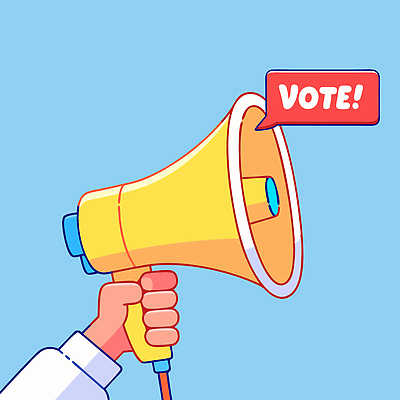 손 하늘색 말풍선 일러스트 들기 신체부위 확성기 투표 선거 격려 대통령선거 국내일러스트 AI파일 감정 모션 사람 파란색 민주주의 파일형식 벡터