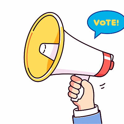 손 말풍선 일러스트 들기 신체부위 확성기 투표 선거 격려 대통령선거 국내일러스트 AI파일 감정 모션 사람 민주주의 파일형식 벡터