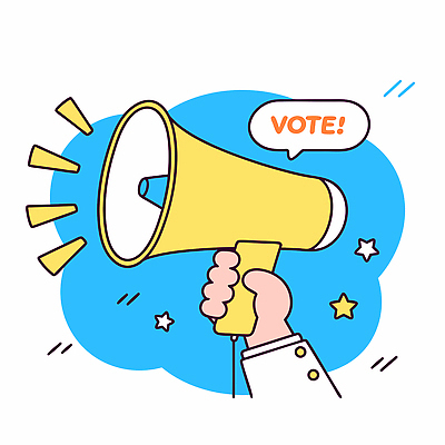 손 별 하늘색 말풍선 일러스트 들기 신체부위 확성기 투표 선거 격려 대통령선거 국내일러스트 AI파일 자연요소 감정 모션 사람 파란색 민주주의 파일형식 벡터