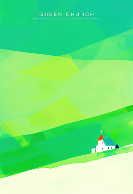 PSD 기독교 일러스트 초원 사람없음 초록색 교회 언덕 드넓은 국내일러스트 종교 컬러 종교건축 건물 파일형식