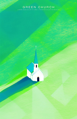 PSD 기독교 일러스트 그림자 초원 사람없음 초록색 하이앵글 교회 드넓은 국내일러스트 종교 뷰포인트 컬러 종교건축 건물 파일형식