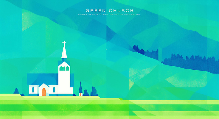 PSD 나무 기독교 일러스트 산 초원 사람없음 초록색 교회 국내일러스트 식물 종교 컬러 종교건축 건물 파일형식