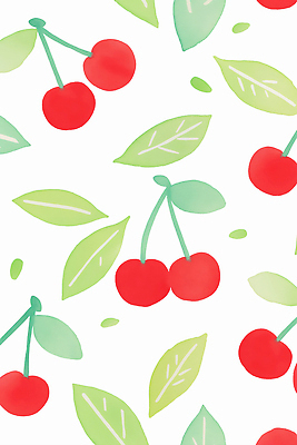 JPG 백그라운드 잎 패턴 일러스트 수채화 사람없음 빨간색 초록색 귀여움 체리 국내일러스트 AI일러스트 AI콘텐츠 식물 컬러 컨셉 무늬 과일 파일형식