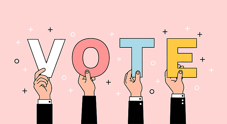 손 알파벳 분홍색 일러스트 들기 신체부위 반짝임 투표 민주주의 격려 선거권 정치 참여 기표문양 권리 대통령선거 국내일러스트 AI파일 문양 영어 감정 컬러 모션 사람 선거 파일형식 벡터