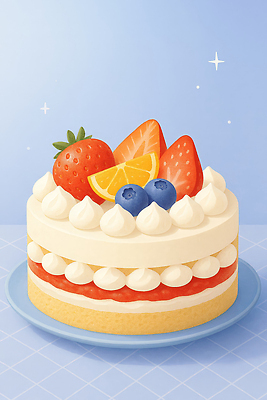 JPG 접시 오렌지 일러스트 딸기 사람없음 반짝임 보라색 달콤 생크림 블루베리 제빵 토핑 과일케이크 생크림케이크 국내일러스트 AI일러스트 AI콘텐츠 식기 컬러 과일 모션 제과제빵 케이크 맛 크림 파일형식