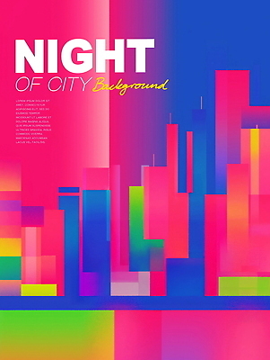 PSD 야경 일러스트 사람없음 도시풍경 컬러풀 사각형 고층빌딩 네온 스카이라인 국내일러스트 도형 컬러 풍경 빌딩 도시 야간 파일형식 풍경_경치