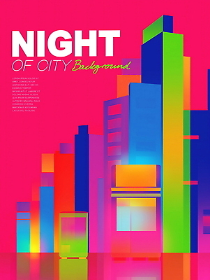 PSD 야경 일러스트 사람없음 도시풍경 컬러풀 사각형 고층빌딩 네온 스카이라인 국내일러스트 도형 컬러 풍경 빌딩 도시 야간 파일형식 풍경_경치