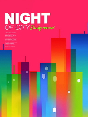 PSD 야경 일러스트 사람없음 도시풍경 컬러풀 사각형 고층빌딩 네온 스카이라인 국내일러스트 도형 컬러 풍경 빌딩 도시 야간 파일형식 풍경_경치