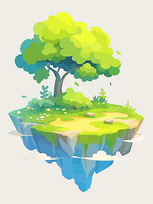 나무 구름 꽃 섬 잎 일러스트 상상 자연 바람 잔디 사람없음 초록색 판타지 꿈 돌_바위 떠있는 몽환 흩날리기 국내일러스트 AI파일 자연요소 식물 컬러 컨셉 모션 날씨 생태계 파일형식 벡터