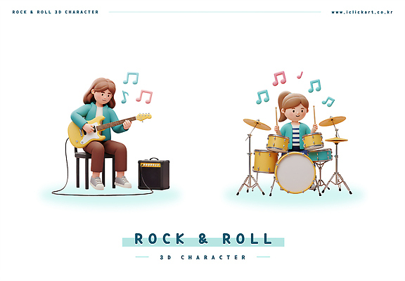 전신 PSD 편집이미지 여자 의자 음표 미소 들기 앉기 성인 두명 3D 스피커 일렉기타 드럼 기타리스트 잭 록 드러머 드럼스틱 성인여자만 편집3D 기호 음악 음향기기 가구 모션 타악기 표정 사람 연주자 기타 디지털합성 로큰롤 여자만 성인만 파일형식