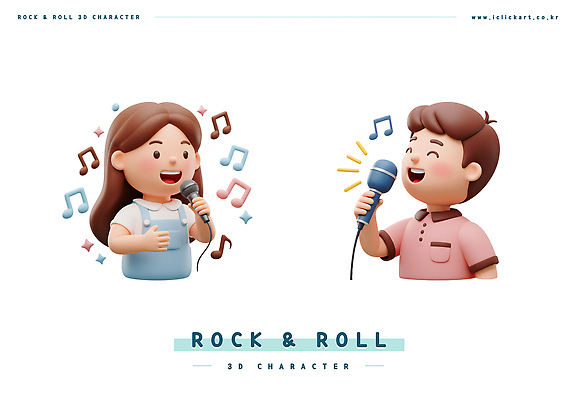 PSD 편집이미지 여자 남자 어린이 음표 노래 미소 들기 소녀 상반신 성인 두명 반짝임 3D 록 유선마이크 편집3D 기호 음악 모션 표정 사람 디지털합성 마이크 로큰롤 파일형식