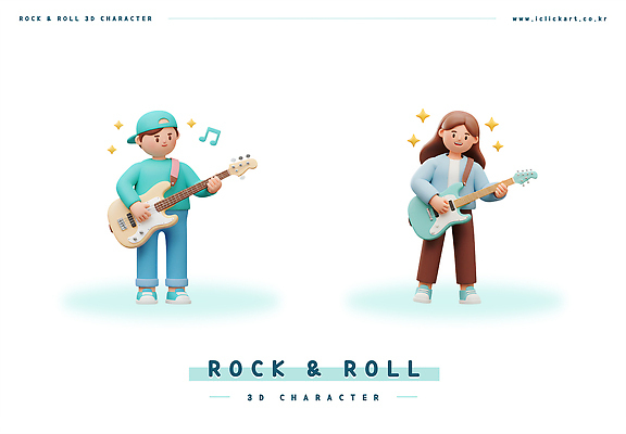 전신 PSD 편집이미지 여자 남자 연주 음표 미소 성인 두명 반짝임 3D 일렉기타 기타리스트 록 베이스기타 캡모자 성인만 편집3D 모자_잡화 기호 음악 모션 표정 사람 연주자 기타 디지털합성 로큰롤 파일형식