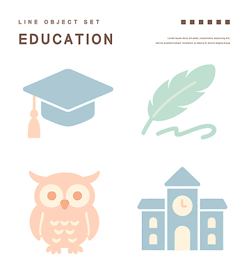 일러스트 학사모 학교 사람없음 깃털 오브젝트 부엉이 깃펜 엘리먼트 국내일러스트 AI파일 모자_잡화 교육 졸업 조류 파일형식 벡터