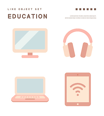 교육 일러스트 사람없음 노트북 스마트폰 모니터 헤드폰 오브젝트 와이파이 엘리먼트 국내일러스트 AI파일 음향기기 전자제품 핸드폰 스마트기기 컴퓨터 무선인터넷 파일형식 벡터