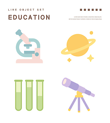 교육 일러스트 현미경 사람없음 반짝임 행성 오브젝트 시험관 천체망원경 엘리먼트 국내일러스트 AI파일 모션 실험기구 우주 망원경 파일형식 벡터