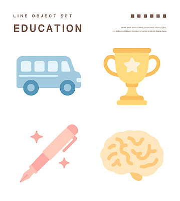 교육 일러스트 사람없음 반짝임 만년필 우승 스쿨버스 트로피 오브젝트 뇌 시상 엘리먼트 국내일러스트 AI파일 모션 버스 펜 최고 상_우승 파일형식 벡터