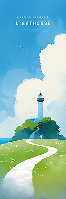 PSD 구름 길 바다 일러스트 조류 하늘 주택 등대 사람 잔디 초원 두명 파란색 언덕 감성 국내일러스트 자연요소 식물 동물 컬러 컨셉 건물 파일형식