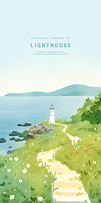 PSD 나무 길 일러스트 하늘 산 등대 해변 사람없음 파란색 들꽃 바위 감성 내리막 국내일러스트 식물 꽃 바다 컬러 컨셉 돌_바위 파일형식