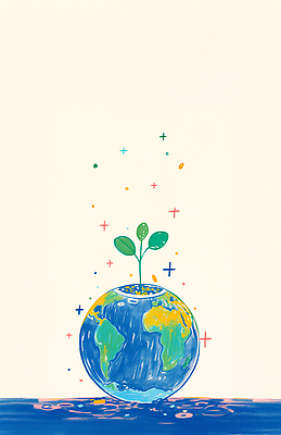 JPG 지구 잎 일러스트 사람없음 초록색 파란색 반짝임 새싹 자연보호 환경 그린캠페인 수면 환경보전 국내일러스트 AI일러스트 AI콘텐츠 식물 캠페인 컬러 모션 자연 물 보호 사회이슈 파일형식