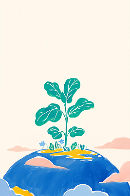 JPG 나무 구름 지구 잎 일러스트 사람없음 초록색 파란색 새싹 자연보호 환경 그린캠페인 환경보전 국내일러스트 AI일러스트 AI콘텐츠 자연요소 식물 캠페인 컬러 자연 보호 사회이슈 파일형식