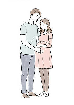 전신 PSD 부부 여자 남자 행복 일러스트 가정 가족 사랑 가족애 미소 성인 두명 임산부 만지기 가정의달 성인만 일러캐릭터 캐릭터 커플 감정 관계 모션 표정 사람 임신 5월 파일형식