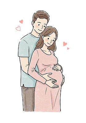 PSD 부부 여자 남자 행복 일러스트 가정 가족 사랑 가족애 미소 성인 두명 임산부 만지기 하트 가정의달 백허그 성인만 일러캐릭터 모양 캐릭터 커플 감정 관계 모션 포옹 표정 사람 임신 5월 파일형식
