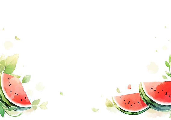 JPG 잎 일러스트 여름음식 수채화 사람없음 수박조각 카피스페이스 국내일러스트 AI일러스트 AI콘텐츠 식물 음식 조각 수박 공백 파일형식 여름_계절