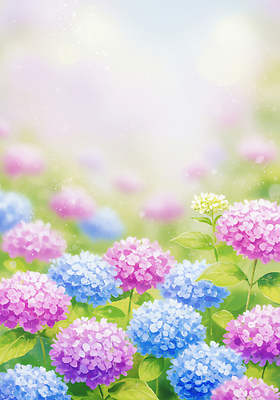 JPG 잎 꽃밭 일러스트 여름꽃 자연 수채화 사람없음 여름풍경 수국 수국축제 국내일러스트 AI일러스트 AI콘텐츠 식물 꽃 풍경 축제 생태계 꽃축제 파일형식 여름_계절