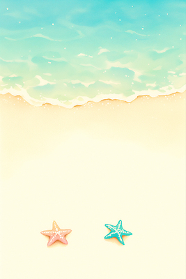 JPG 하늘색 일러스트 수채화 불가사리 해변 사람없음 모래사장 여름풍경 베이지색 국내일러스트 AI일러스트 AI콘텐츠 바다 컬러 극피동물 풍경 파란색 파일형식 여름_계절