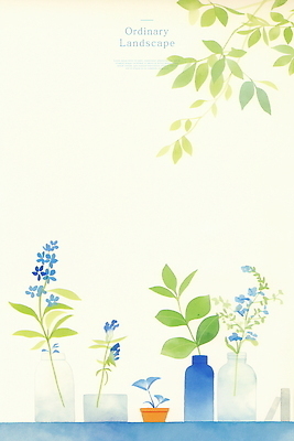 PSD 화분 잎 일러스트 수채화 풍경 사람없음 일상 초록색 파란색 꽃병 힐링 국내일러스트 식물 꽃 컬러 라이프 파일형식