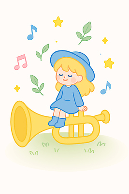 전신 모자 여자 어린이 잎 음표 일러스트 한명 미소 앉기 소녀 잔디 눈감음 즐거움 트럼펫 음악축제 소녀한명만 봄축제 국내일러스트 AI파일 식물 1 기호 잡화 감정 음악 모션 표정 사람 축제 봄 금관악기 여자한명만 소녀만 파일형식 벡터