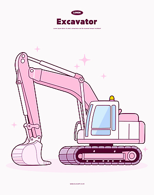 분홍색 일러스트 사람없음 반짝임 포크레인 오브젝트 국내일러스트 AI파일 컬러 모션 중장비 파일형식 벡터