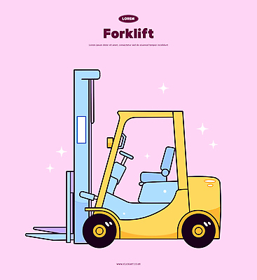 분홍색 일러스트 사람없음 반짝임 노란색 중장비 오브젝트 지게차 국내일러스트 AI파일 컬러 모션 산업장비 파일형식 벡터