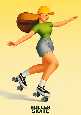 JPG 전신 여자 스포츠 일러스트 팔벌리기 한명 미소 성인 노란색 눈감음 롤러블레이드 즐거움 역동적 롤러스케이트화 캡모자 성인여자한명만 국내일러스트 AI일러스트 AI콘텐츠 모자_잡화 1 감정 컬러 컨셉 모션 표정 사람 취미 여자한명만 성인여자만 파일형식