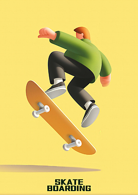 JPG 전신 남자 스포츠 일러스트 팔벌리기 그림자 한명 성인 노란색 점프 스케이트보드 즐거움 역동적 성인남자한명만 국내일러스트 AI일러스트 AI콘텐츠 1 감정 컬러 컨셉 모션 사람 보드_스포츠 남자한명만 성인남자만 파일형식