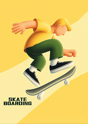 JPG 전신 남자 스포츠 일러스트 한명 성인 노란색 점프 스케이트보드 즐거움 역동적 성인남자한명만 국내일러스트 AI일러스트 AI콘텐츠 1 감정 컬러 컨셉 모션 사람 보드_스포츠 남자한명만 성인남자만 파일형식