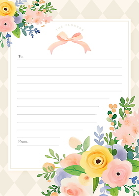 PSD 꽃 리본 잎 패턴 일러스트 사람없음 편지지 베이지색 카피스페이스 국내일러스트 식물 컬러 무늬 공백 편지 파일형식