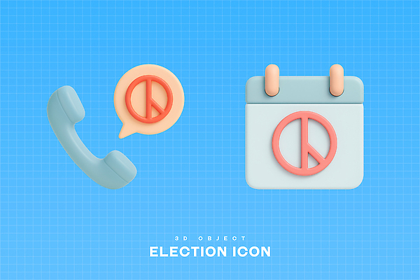 PSD 아이콘 말풍선 사람없음 파란색 3D아이콘 3D 달력 투표 전화기 선거일 기표문양 편집3D 문양 컬러 선거 디지털합성 파일형식