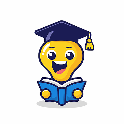 일러스트 학사모 전구 아이디어 미소 들기 사람없음 책 노란색 창의력 일러캐릭터 AI파일 캐릭터 모자_잡화 컬러 컨셉 졸업 모션 표정 파일형식 벡터