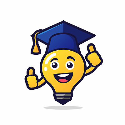일러스트 학사모 전구 아이디어 미소 사람없음 노란색 따봉 창의력 일러캐릭터 AI파일 캐릭터 모자_잡화 컬러 컨셉 졸업 표정 최고 파일형식 벡터