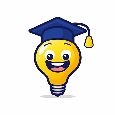 일러스트 학사모 전구 아이디어 미소 사람없음 노란색 창의력 일러캐릭터 AI파일 캐릭터 모자_잡화 컬러 컨셉 졸업 표정 파일형식 벡터