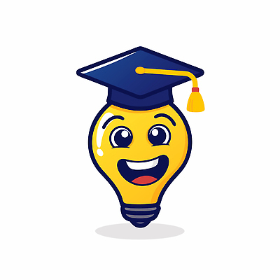 일러스트 학사모 전구 아이디어 미소 사람없음 노란색 창의력 일러캐릭터 AI파일 캐릭터 모자_잡화 컬러 컨셉 졸업 표정 파일형식 벡터