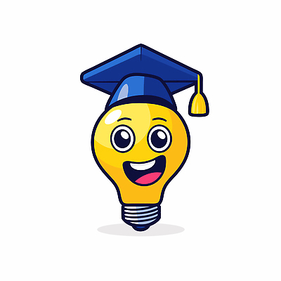 일러스트 학사모 전구 아이디어 미소 사람없음 노란색 창의력 일러캐릭터 AI파일 캐릭터 모자_잡화 컬러 컨셉 졸업 표정 파일형식 벡터