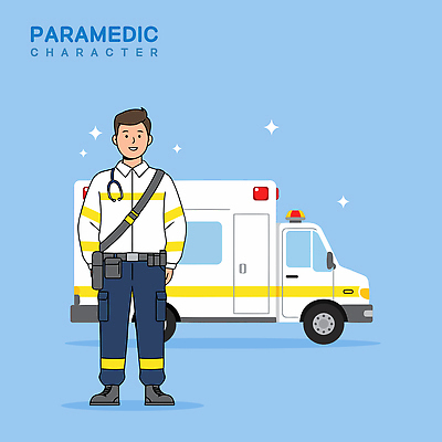 전신 남자 하늘색 유니폼 일러스트 직업캐릭터 한명 미소 성인 반짝임 구급차 구조원 성인남자한명만 국내일러스트 일러캐릭터 AI파일 직업 캐릭터 1 옷 모션 자동차 표정 사람 파란색 남자한명만 성인남자만 파일형식 벡터