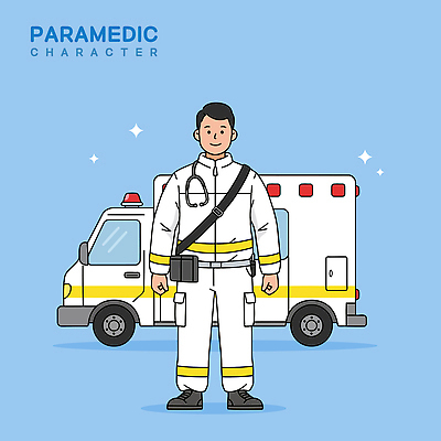 전신 남자 하늘색 유니폼 일러스트 청진기 직업캐릭터 한명 미소 성인 반짝임 구급차 구조원 성인남자한명만 국내일러스트 일러캐릭터 AI파일 직업 캐릭터 1 옷 의료기기 모션 자동차 표정 사람 파란색 남자한명만 성인남자만 파일형식 벡터